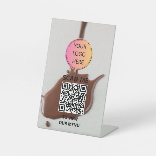 チョコレートドリップQRメニューサイン 台座サイン (正面)