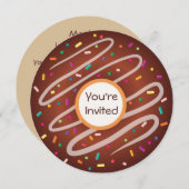 チョコレートドーナツにデコレーション お誕生日 招待状 (正面/裏面)