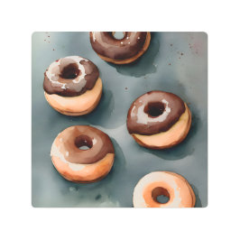 チョコレートドーナツの水色 メタルプリント