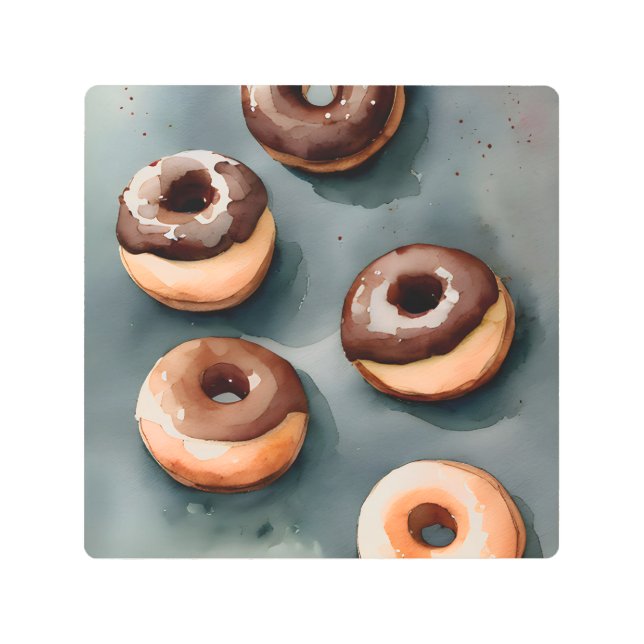チョコレートドーナツの水色 メタルプリント (正面)
