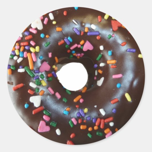 チョコレートドーナツスティッカーチョコレート ラウンドシール (正面)