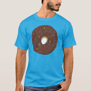 チョコレートドーナツドーナツ振りかけるT型 Tシャツ