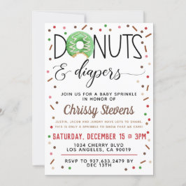 チョコレートドーナツベイビースプリンクルシャワー招待状 招待状