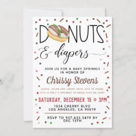 チョコレートドーナツベビー散水シャワー招待状 招待状