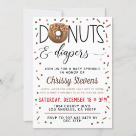 チョコレートドーナツベビー散水シャワー招待状 招待状