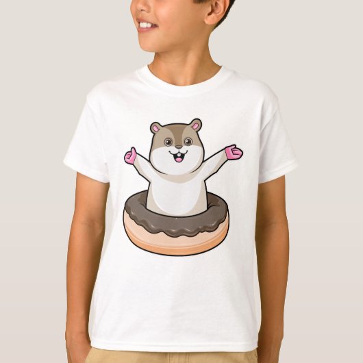 チョコレートドーナツ付きハムスター Tシャツ (正面)