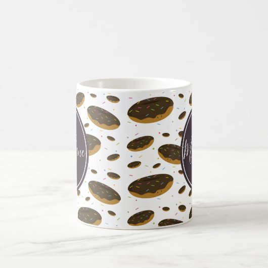 チョコレートドーナツ型食品モノグラム コーヒーマグカップ (中央)