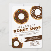 チョコレートドーナツ店の誕生日パーティーの招待状 招待状 (正面)