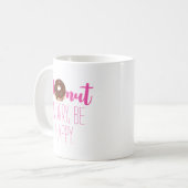 チョコレートドーナツ心配するハッピーピンク文字 コーヒーマグカップ (正面左)