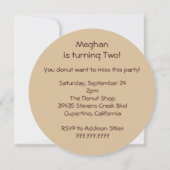 チョコレートドーナツ振りかける誕生日 招待状 (裏面)