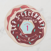 チョコレートドーナツ誕生日招待状 招待状 (正面/裏面)