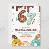 チョコレートドーナツ67男の子の誕生日パーティー 招待状 (正面)