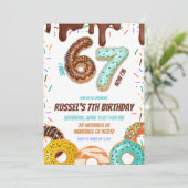 チョコレートドーナツ67男の子の誕生日パーティー 招待状 (スタンド正面)