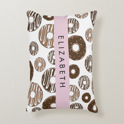 チョコレートドーナツ,キャラメルドーナツ,アイシング,あなたの名前 アクセントクッション (正面(垂直))