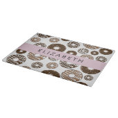 チョコレートドーナツ，キャラメルドーナツ，アイシング，あなたの名前 カッティングボード (角)