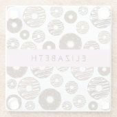 チョコレートドーナツ,キャラメルドーナツ,アイシング,あなたの名前 ガラスコースター (裏面)