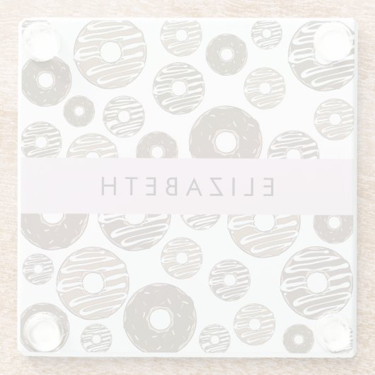 チョコレートドーナツ,キャラメルドーナツ,アイシング,あなたの名前 ガラスコースター (裏面)