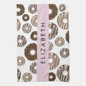 チョコレートドーナツ，キャラメルドーナツ，アイシング，あなたの名前 キッチンタオル (縦)