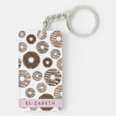 チョコレートドーナツ，キャラメルドーナツ，アイシング，あなたの名前 キーホルダー (裏面)