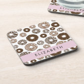 チョコレートドーナツ,キャラメルドーナツ,アイシング,あなたの名前 コースター (左側)