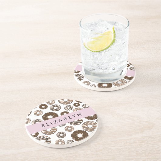 チョコレートドーナツ,キャラメルドーナツ,アイシング,あなたの名前 コースター (側面)