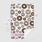 チョコレートドーナツ,キャラメルドーナツ,アイシング,あなたの名前 ゴルフタオル (インサイチュ)