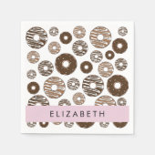 チョコレートドーナツ,キャラメルドーナツ,アイシング,あなたの名前 スタンダードカクテルナプキン (正面)