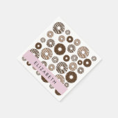 チョコレートドーナツ,キャラメルドーナツ,アイシング,あなたの名前 スタンダードカクテルナプキン (角)