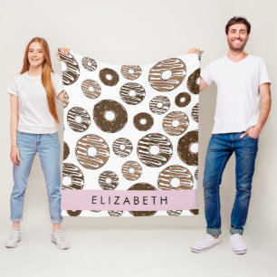 チョコレートドーナツ,キャラメルドーナツ,アイシング,あなたの名前 フリースブランケット