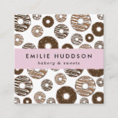 チョコレートドーナツ，スイーツ，ケーキ店，ペストリー店 スクエア名刺 (正面)