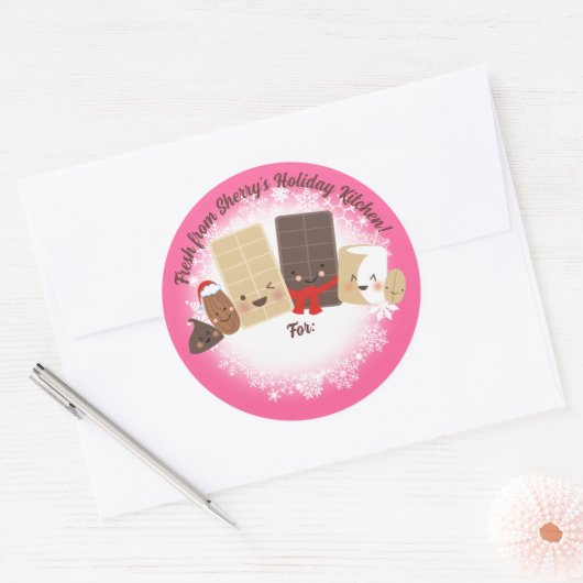 チョコレートナッツのクリスマスクッキーキャンディベーキング ラウンドシール (封筒)