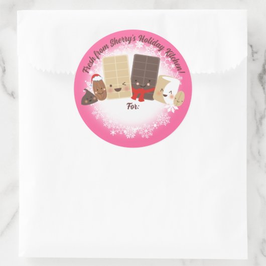 チョコレートナッツのクリスマスクッキーキャンディベーキング ラウンドシール (バッグ)