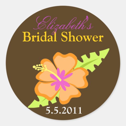 チョコレートハイビスカスのカスタマイズ可能な好意シール ラウンドシール (正面)