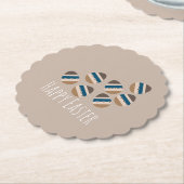 チョコレートハッピーイースターエッグスアーストーンブルーブラウン ペーパーコースター (アングル)