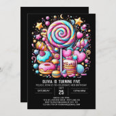 チョコレートハッピーキャンディランドデジタル誕生日 招待状 (正面/裏面)