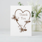 チョコレートハートとチョウ結婚の感謝 招待状 (スタンド正面)