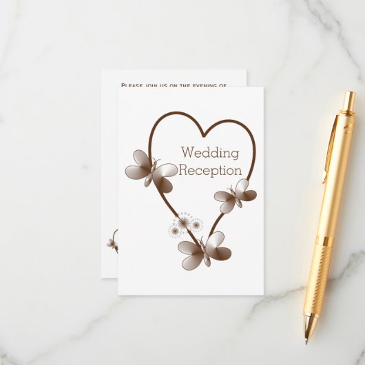 チョコレートハート及び蝶の結婚披露宴 エンクロージャーカード (正面/裏面インサイチュ)