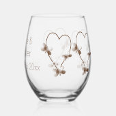 チョコレートハート及び蝶デザイン結婚ズ ステムなしワイングラス (裏面)