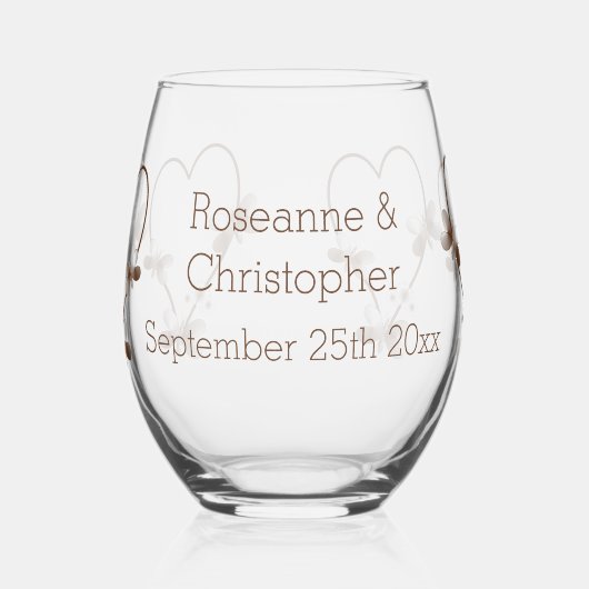 チョコレートハート及び蝶デザイン結婚ズ ステムなしワイングラス (左)