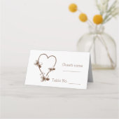 チョコレートハート及び蝶デザイン結婚ズ プレイスカード (正面)