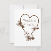 チョコレートハート及び蝶デザイン結婚ズ 出欠カード (正面)