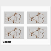 チョコレートハート及び蝶ワインボトルラベル 長方形シール (シート)