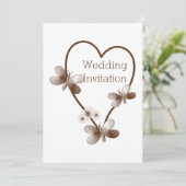 チョコレートハート及び蝶結婚式招待状 招待状 (スタンド正面)