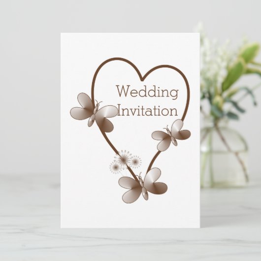 チョコレートハート及び蝶結婚式招待状 招待状 (スタンド正面)