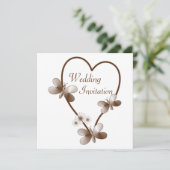 チョコレートハート及び蝶結婚式招待状 招待状 (スタンド正面)