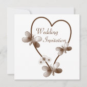 チョコレートハート及び蝶結婚式招待状 招待状 (正面)