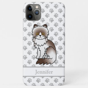 チョコレートバイカラーのペルシャ猫 かわいいキャラクター iPhone 11 PRO MAXケース