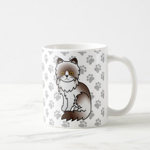 チョコレートバイカラーペルシャンかわいいキャラクター猫 コーヒーマグカップ