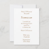 チョコレートバタフライデザインメイド・オブ・オーナー(花嫁付き添い人)要求 招待状 (裏面)