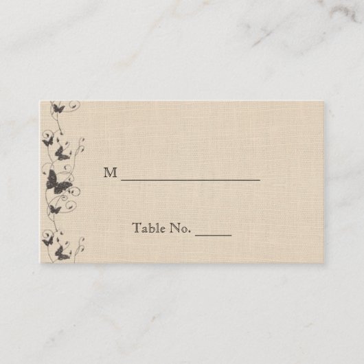 チョコレートバテフライ結婚オンベージュ色座席表 プレイスカード (正面)
